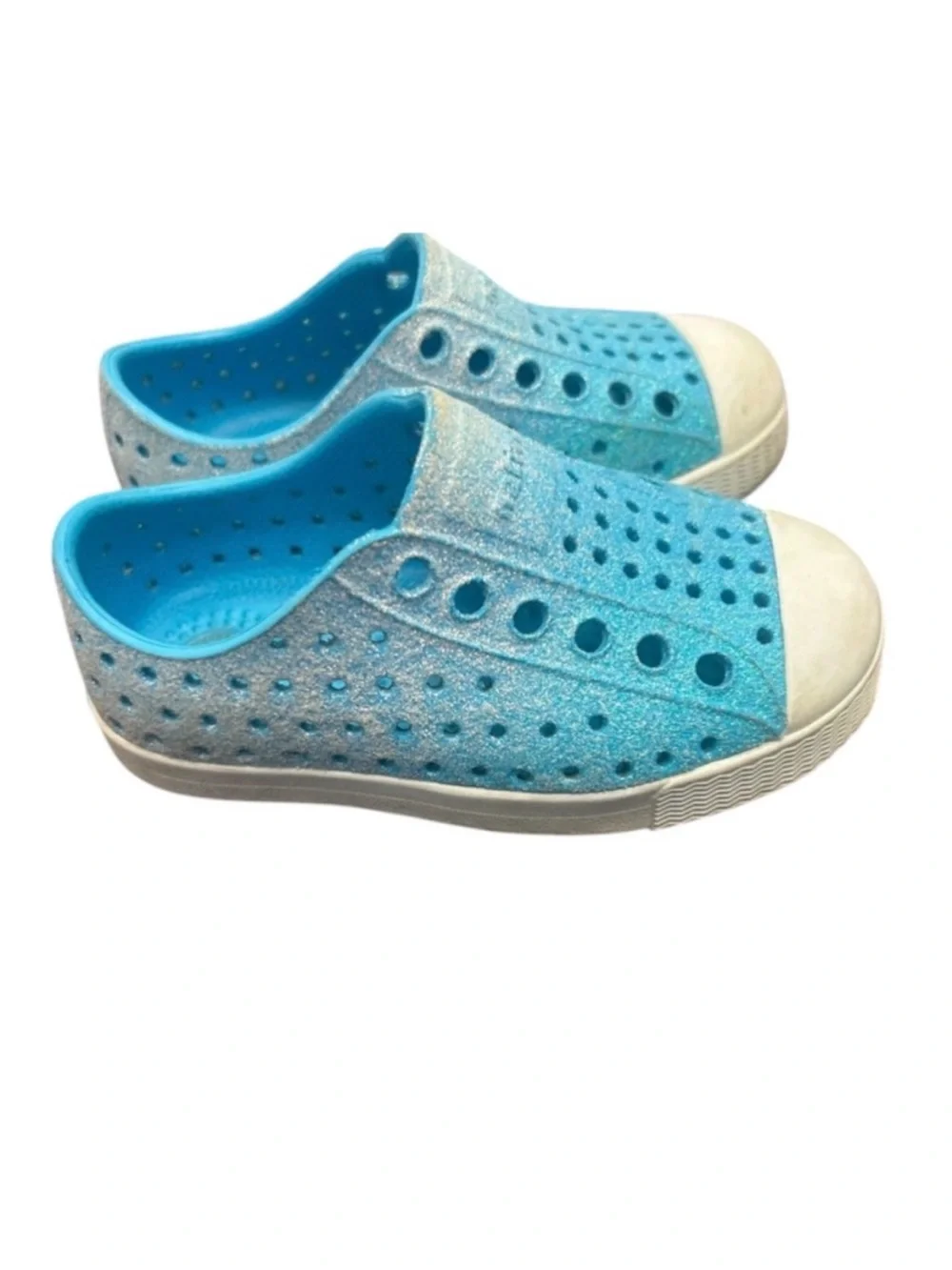 Native Bling Blue Glitter Kids Shoes Slip-On Size C6 Toddler Little Kid